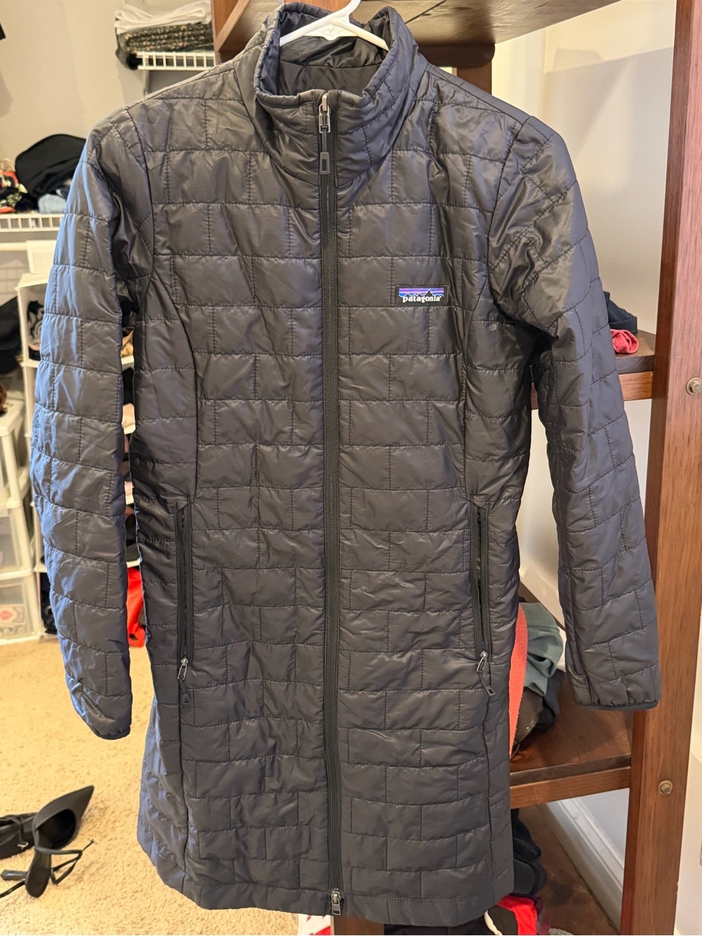 Patagonia Women's Long Quilted Puffer Coat - Charcoal Black